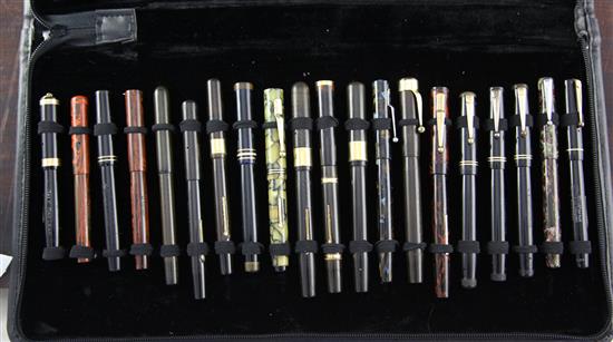 A pen collectors case containing 20 assorted Swan fountain pens